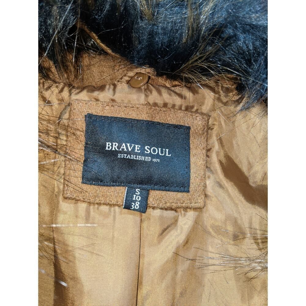 Wool Blend Penny lane Faux Fur Collar Belted Wrap Coat W/ S Brown LN/NWOT - Picture 11 of 13